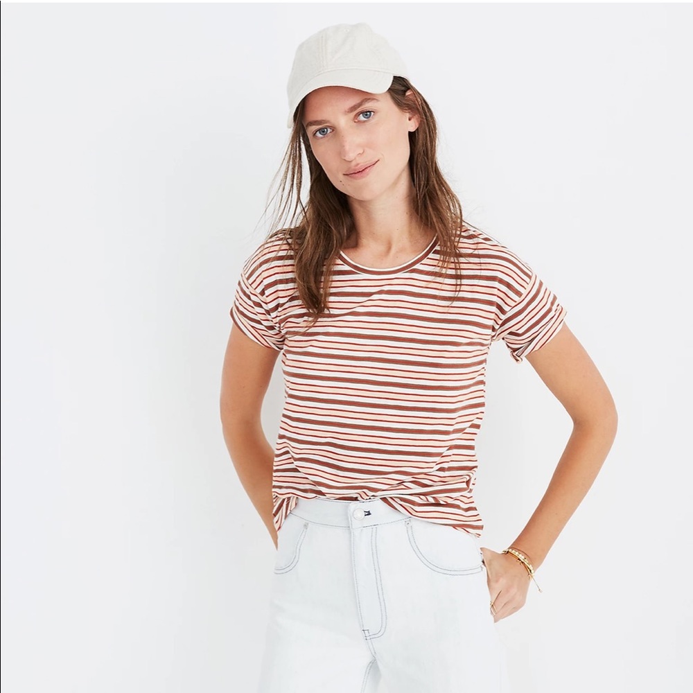 Madewell Colorful Striped Cotton Short Sleeve Tee Size M